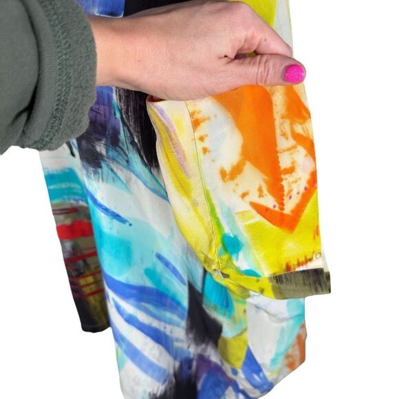 Lafayette 148 New York Multi Color Silk 3/4 Sleeve Flowy Tunic Blouse - Picture 8 of 9